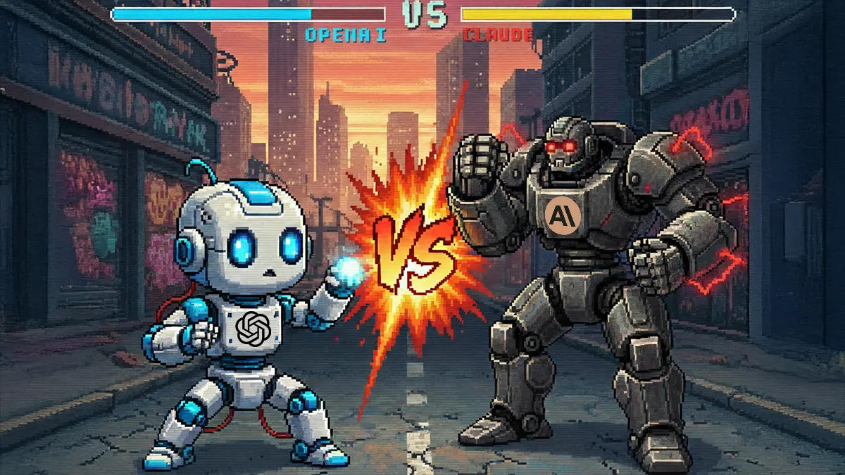 OpenAI Roboter kämpft gegen Claude Roboter